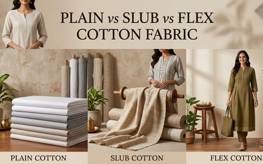 Plain, Flex, Slub Cotton Fabric