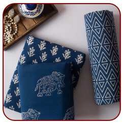 Discharge Hand Block Printed Fabric