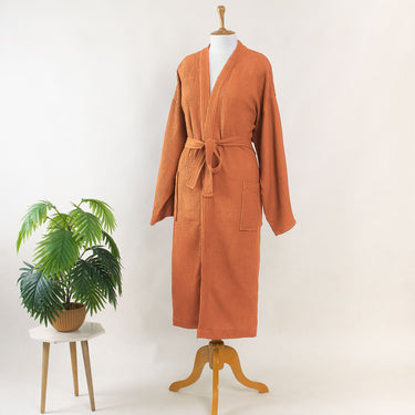 Solid Waffle Bathrobe for Women's