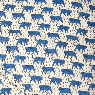 Bagru Tiger Hand Block Printed Cotton Fabric