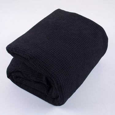 Black Solid Soft Cotton Waffle Fabric