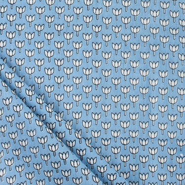 Blue Hand Block Printed Cotton Fabric