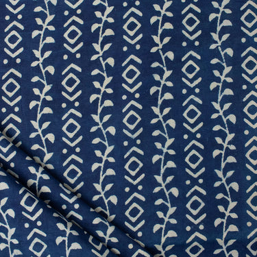 Blue Indigo Print Pure Cotton Fabric For Kurti