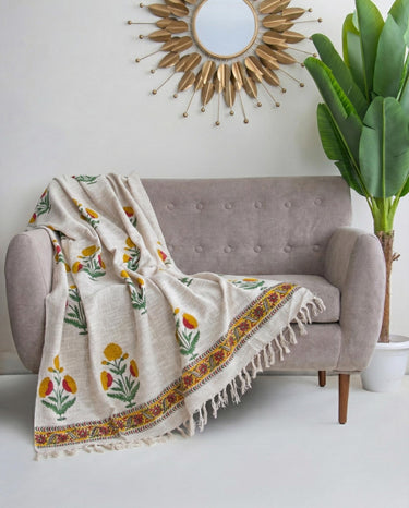 Boota Floral Printed Soft Cotton Sofa Throw Blanket