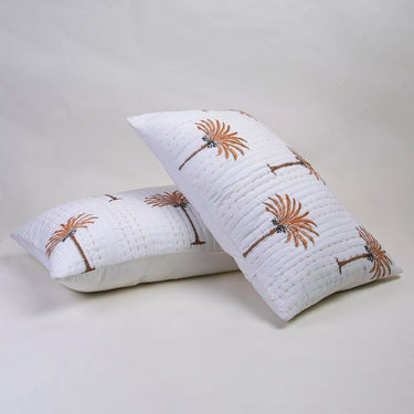 Brown Block Printed Kantha Quilted Cotton Protector