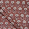 Brown Floral Hand Block Printed Dabu Kashish Fabric