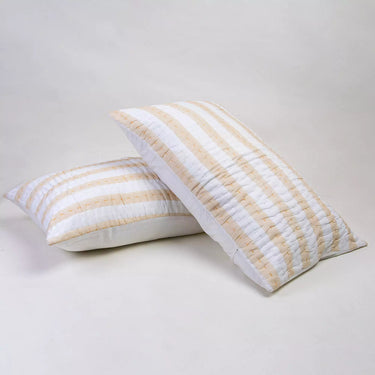 Brown Stripe Cotton Kantha Quilted Pillow Cover