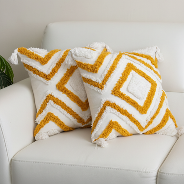 Slub Cotton Tufted Cushion Cover for Sofa
