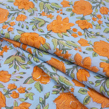 Cotton Floral Organic Hand Block Printed Fabric