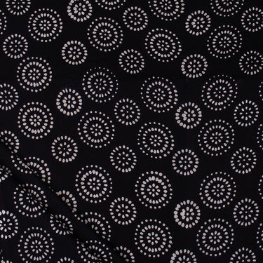 Cotton Hand Block Printed Black & White Fabric
