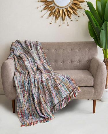 Cotton Woven Throw Blanket for Sofas