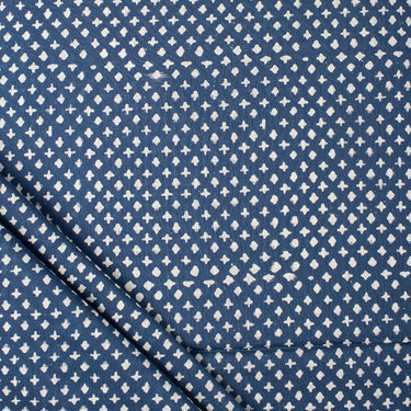 Discharge Cotton Hand Block Printed Blue Star Fabric