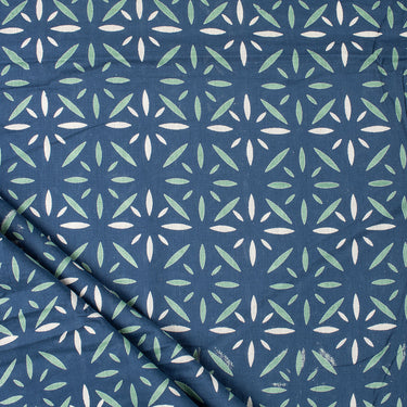 Discharge Organic Cotton Hand Block Printed Fabric