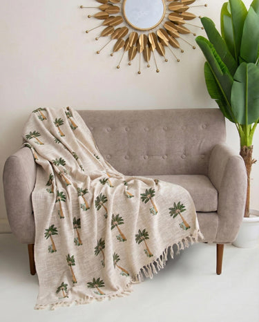 Dmaasa Palm Print Cotton Throw Blanket