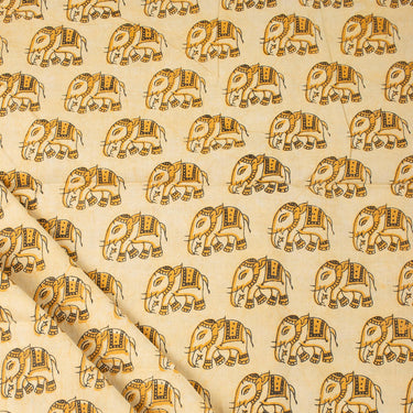 Elephant Hand Block Bagru Print Cotton Fabric