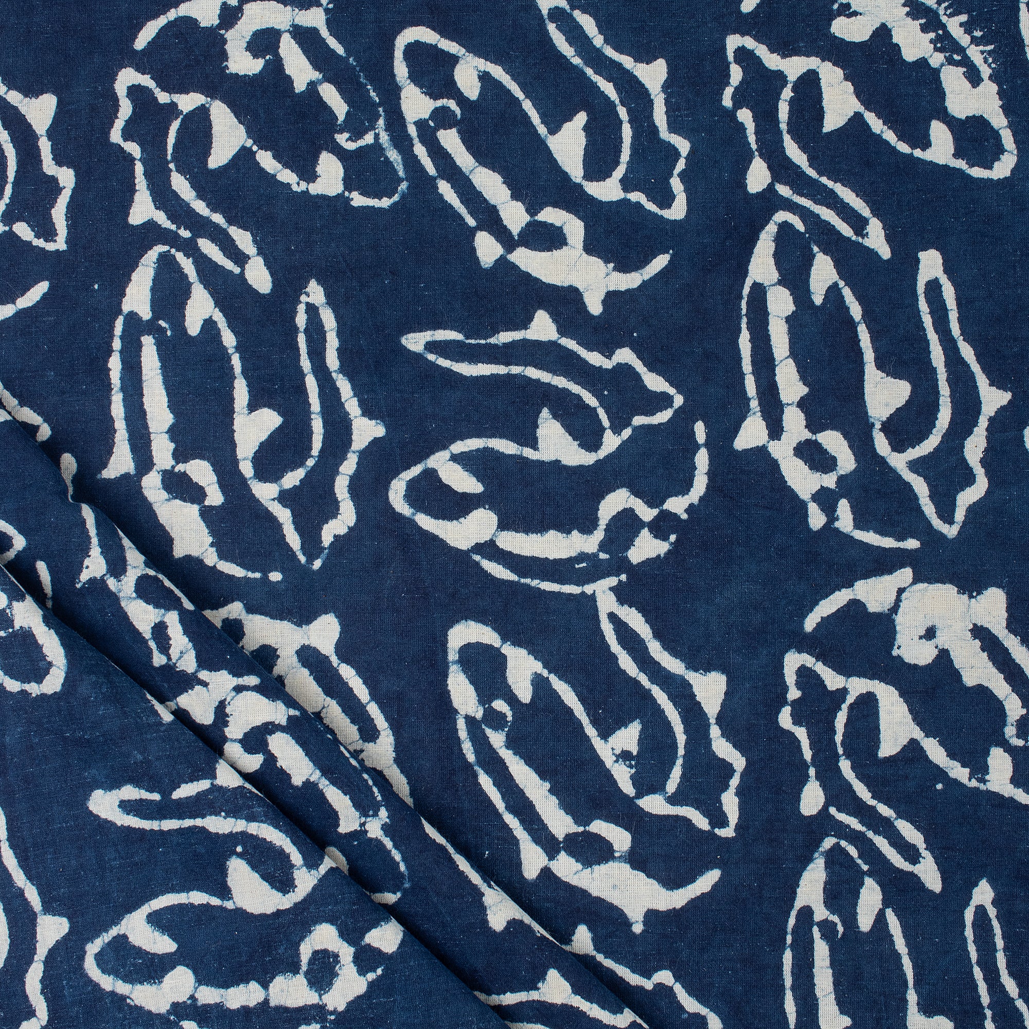 Indian Block Print Fabric Handmade Natural Indigo Blue Dabu Print Indian Block Print Fabric Handmade Natural Indigo Blue Dabu Print