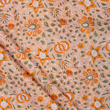 Floral Printed Hand Block Cotton Fabric