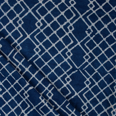 Geometric Blue Indigo Hand Block Print Fabric