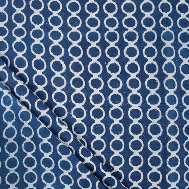 Geometric Indigo Blue Hand Block Print Fabric