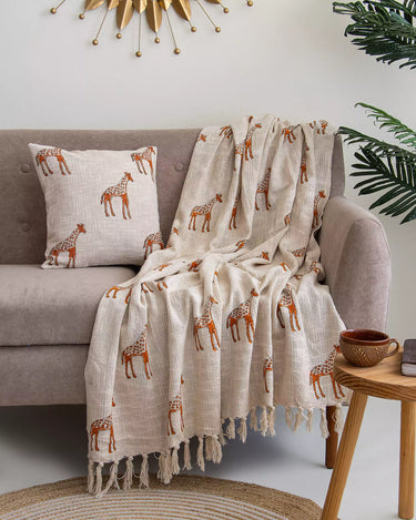 Gift Sets for Women - Giraffe Print Throw with Cushion Cover
