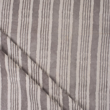 Grey Strip Hand Block Dabu Kashish Cotton Fabric