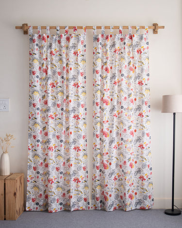Hand Block Floral Printed Living Room Curtains