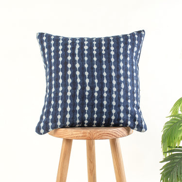 Hand Block Indigo Jaipuri Cotton Canvas Cushion Cover
