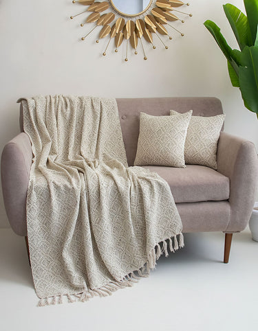 Hand Block Print Cotton Throw with Cushion Cover for Unique Gifts for Women