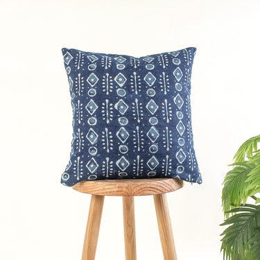 Hand Block Print Indigo Canvas Cushion Cover