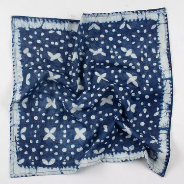 Hand Block Printed Indigo Floral Neck Bandana for Unisex