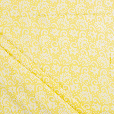 Hand Block Printed Yellow Floral Cotton Running Fabric