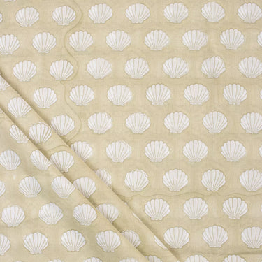Hand Block Printed Yellow Sea Cell Running Fabric