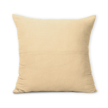 Handmade Light Yellow Cotton Waffle Cushion Cover