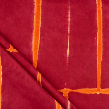 Handmade Red Tie Dye Shibori Cotton Summer Fabric