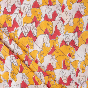 Horse Cotton Hand Block Print Fabric