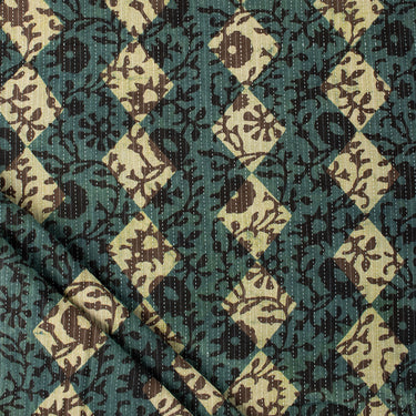 Iakt Hand Block Printed Cotton Dabu Kantha Work Fabric