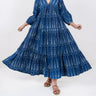 Indigo Block Printed Long Maxi Dresses for Women