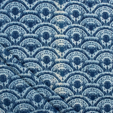 Indigo Blue Hand Block Geometric Printed Fabric