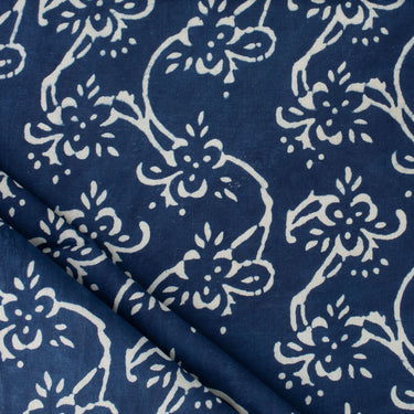 Indigo Floral Print Fabric