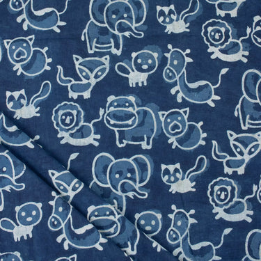 Indigo Hand Block Print Organic Cotton Fabric