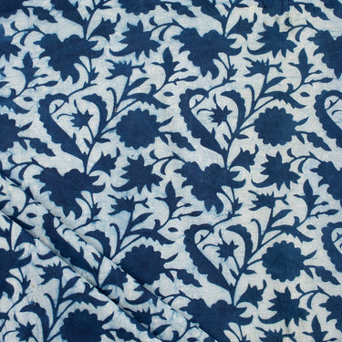 Jaipur Indigo Block Printed Running Fabric