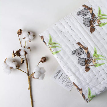 Koala Printed Soft Mulmul Cotton Newborn Baby Quilts