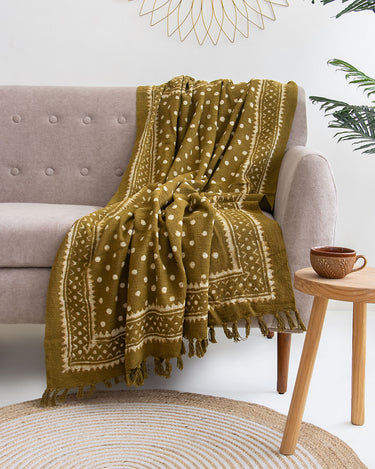 Luxury Polka Dots Block Print Couch Throws Online