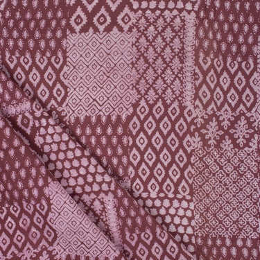 Maroon Patchwork Dabu Kashish Cotton Hand Block Print Fabric