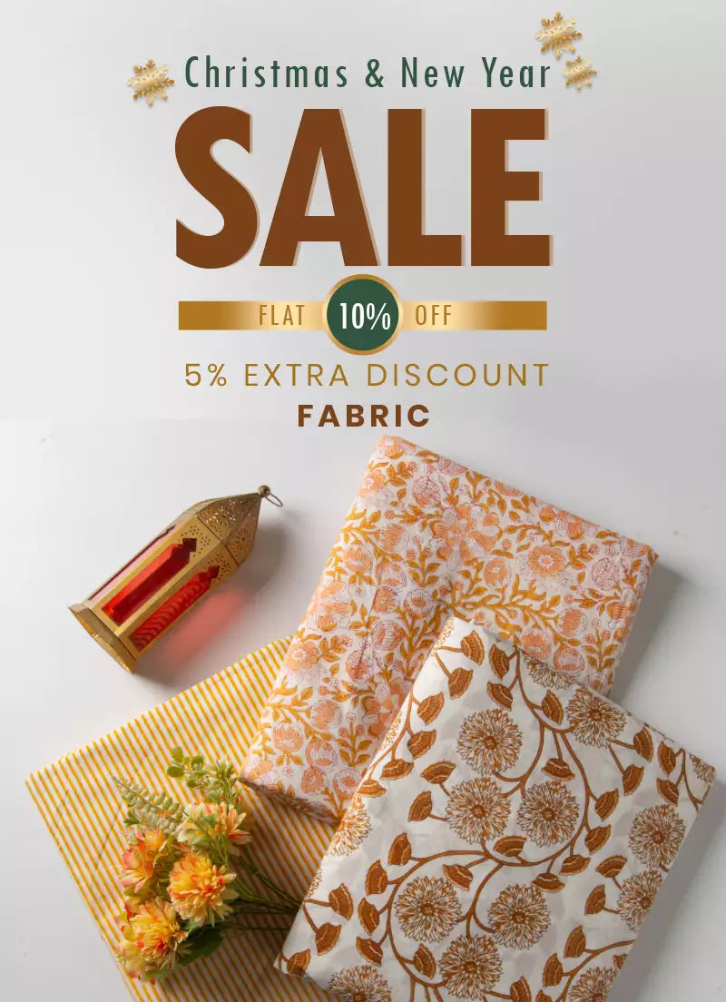 Hand Block Printed Fabric Christmas and New Year Sale