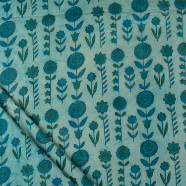 Multi Floral Block Printed Latest Fabric for Ladies Suits