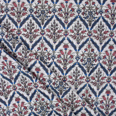 Multi Floral Hand Block Printed Cotton Fabric for Dress Material