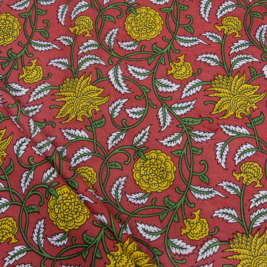 Natural Dyed Floral Print Organic Cotton Fabric