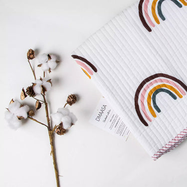 Newborn Machine Reversible Rainbow Cotton Blankets