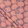 Orange Floral Hand Block Printed Cotton Dabu Fabric